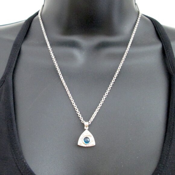 ✨💙 RARE IVAN DOBREN STERLING SILVER AND 14K GOLD BLUE TOPAZ PENDANT NECKLACE - Picture 1 of 16